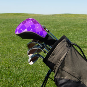 Purple Arygle with White Stitching Personalized Golf Head Cover