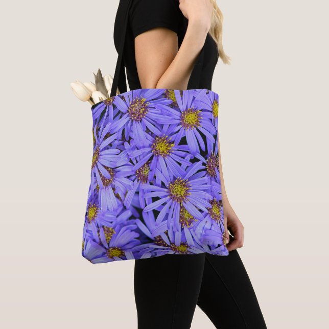 Purple Aster Flowers at RHS Garden Wisley Tote Bag (Close Up)