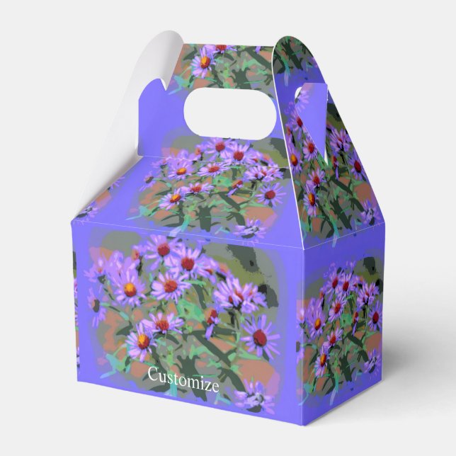 purple asters candy tin favor box (Front Side)