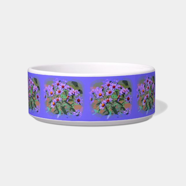 purple asters pet bowl (Left)