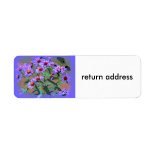 purple asters return address label