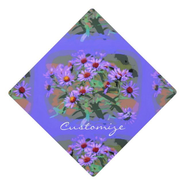 Purple asters Thunder_Cove Graduation Cap Topper (Front)