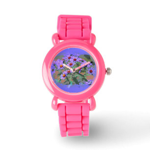 purple asters wrist watch