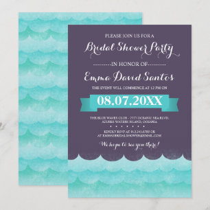Purple At Sea Nautical Bridal Shower Invitation