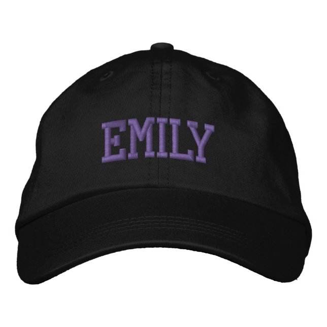 Purple Athletic Block Monogram Custom Name Embroidered Hat (Front)