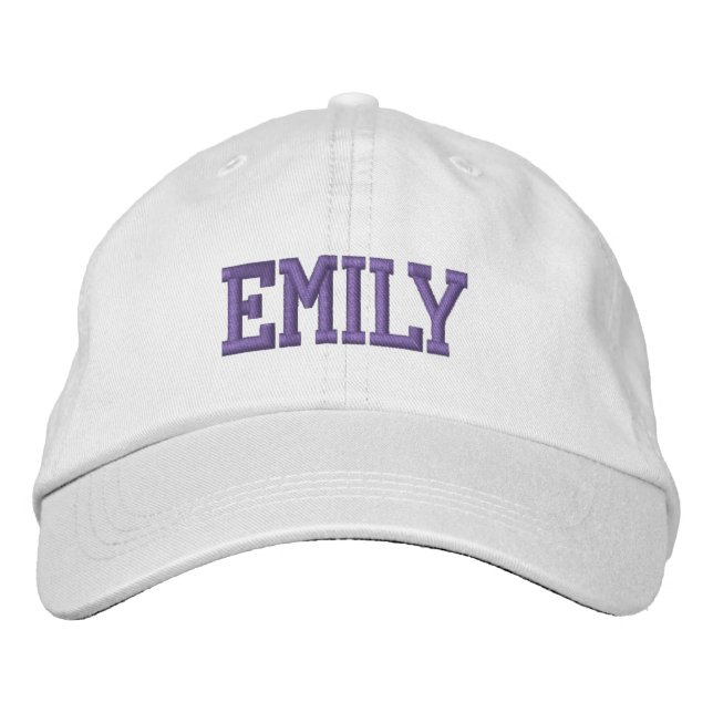 Purple Athletic Block Monogram Custom Name Embroidered Hat (Front)