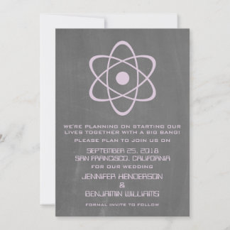 Purple Atomic Chalkboard Save the Date Invite