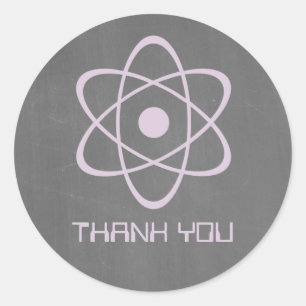 Purple Atomic Chalkboard Thank You Stickers
