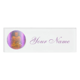 purple aura buddha name tag