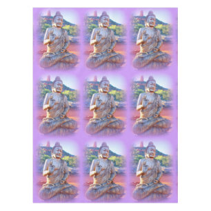purple aura meditating Buddhas Tablecloth