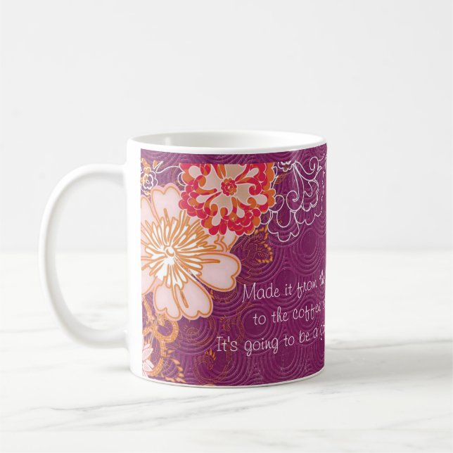 Purple avec grande fleur de café pot de café Mug (Gauche)