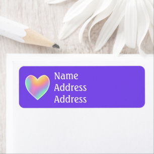 Purple avec Rainbow Heart Retourner l'adresse Étiq