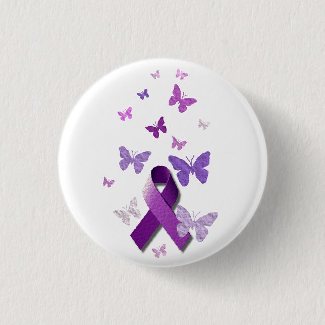 Purple Awareness Ribbon 1 Inch Round Button (Front)