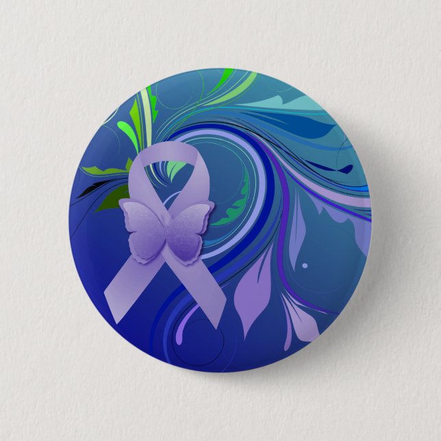 Purple Awareness Ribbon 2 Inch Round Button (Front)