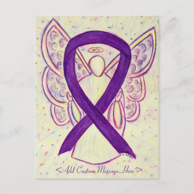 Purple Awareness Ribbon Angel Custom Postcard (Front)