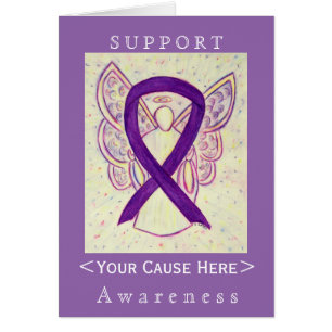 Purple Awareness Ribbon Angel Customized Card