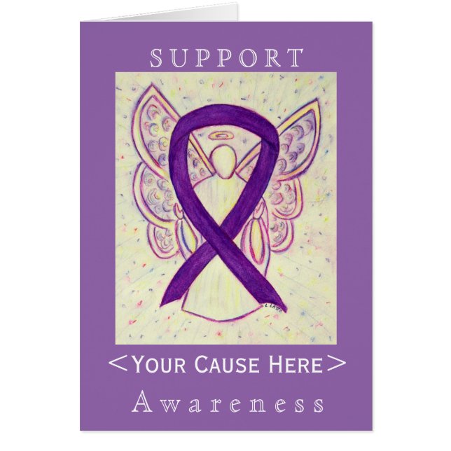 Purple Awareness Ribbon Angel Customized Card (Front)
