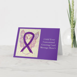 Purple Awareness Ribbon Angel Personalized Cards