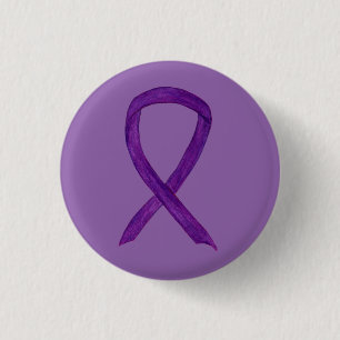 Purple Awareness Ribbon Art Custom Pendant Buttons