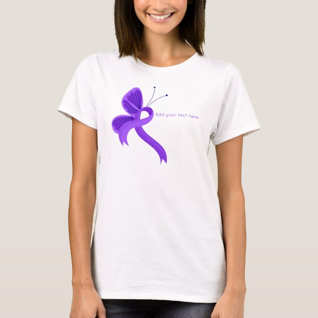 Purple Awareness Ribbon Butterfly T-Shirt (Front)