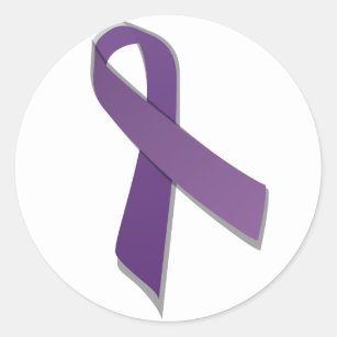 Purple awareness ribbon classic round sticker