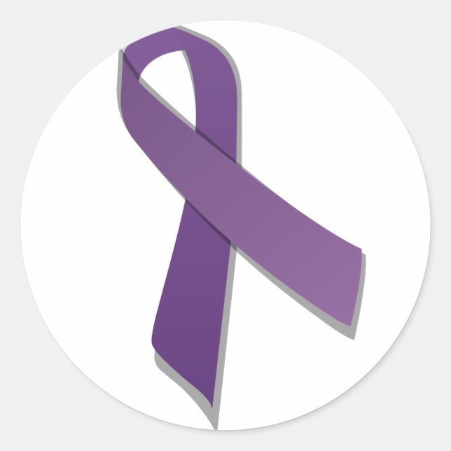 Purple awareness ribbon classic round sticker (Front)