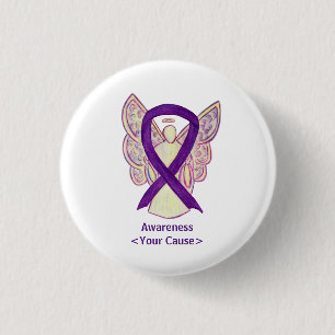 Purple Awareness Ribbon Custom Angel Art Pins