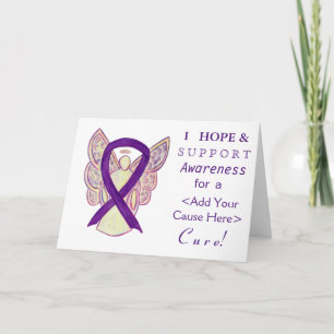 Purple Awareness Ribbon Custom Cause Angel Cards