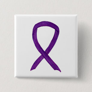 Purple Awareness Ribbon Custom Pin Buttons