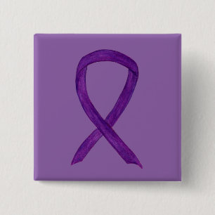 Purple Awareness Ribbon Custom Pin Buttons
