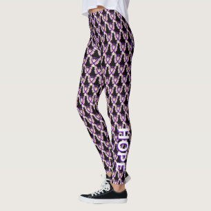 Purple Awareness Ribbon Custom Words Leggings