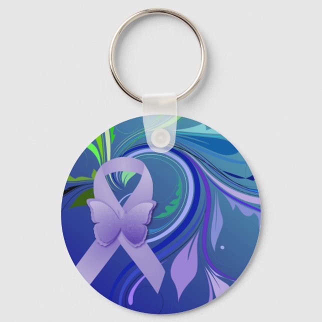 Purple Awareness Ribbon Keychain (Front)