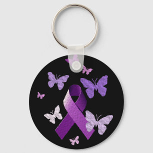 Purple Awareness Ribbon Keychain