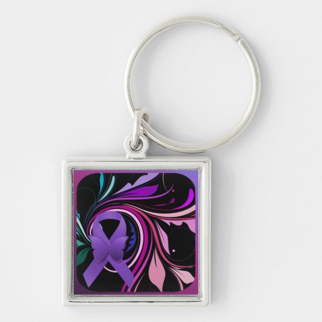 Purple Awareness Ribbon Keychain (Front)