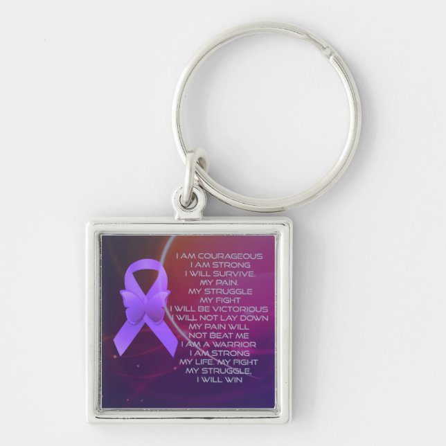Purple Awareness Ribbon/poem Keychain (Front)