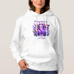 Purple Awareness Ribbon Praying for a Cure Hoodie