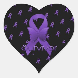 Purple Awareness Ribbon Survivor Heart Sticker