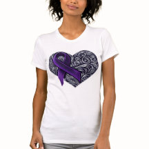 Purple Awareness Ribbon with Heart on back