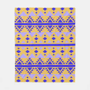 Purple Aztec Tribal Pattern Fleece Blanket