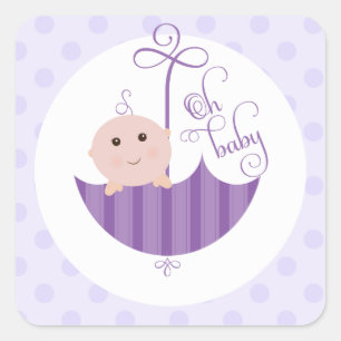 Purple Baby Boy 'Oh Baby' Shower umbrella Sticker