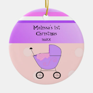 Purple Baby Buggy First Christmas Ornament