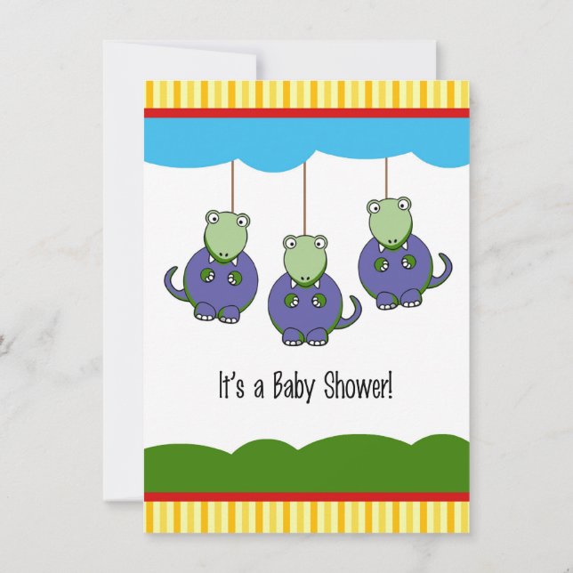 Purple Baby Dinosaurs Shower Invitation (Back)