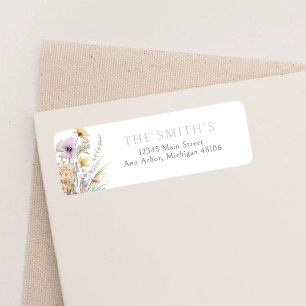 Purple Baby In Bloom Floral Shower Return Address