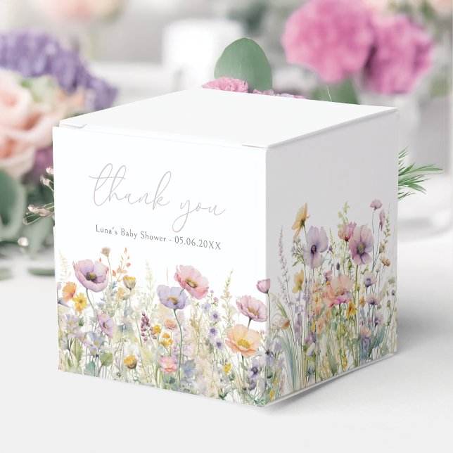 Purple Baby In Bloom Floral Wildflower Baby Shower Favor Box (Creator Uploaded)