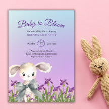 Purple Baby in Bloom Watercolor Baby Shower