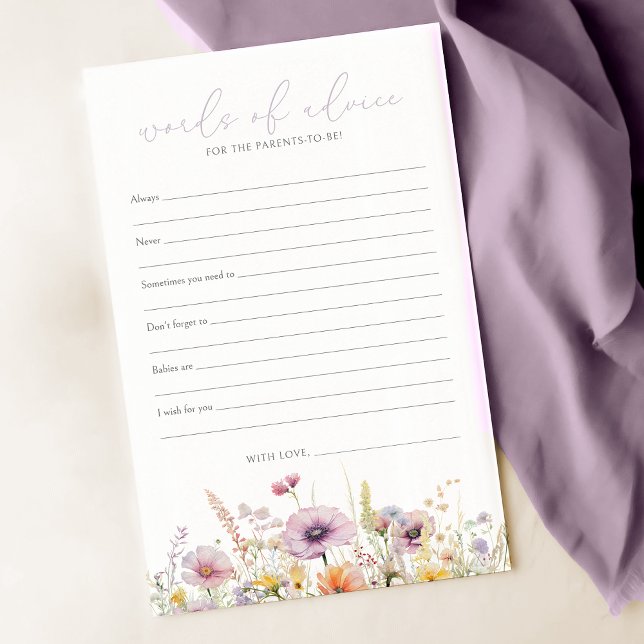 Purple Baby In Bloom Wildflower Baby Advice Card (Creator Uploaded)