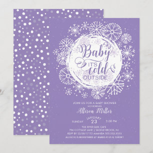 Purple Baby It's Cold Outside Invitation