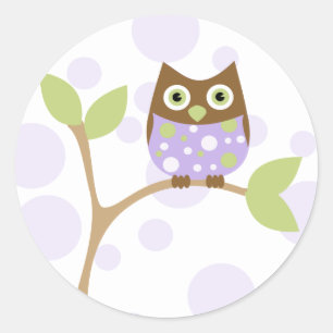 Purple Baby Owl Classic Round Sticker