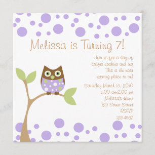 Purple Baby Owl Invitation