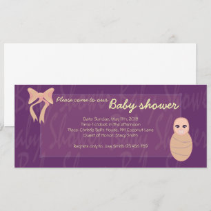 Purple Baby shower Baby in a bundle invitation